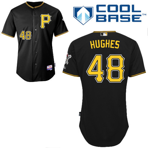 Jared Hughes #48 MLB Jersey-Pittsburgh Pirates Men's Authentic Alternate Black Cool Base Baseball Jersey
